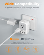 US to India Plug Adapter 2 Pack, TESSAN Type D Travel Adapter with 4 Outlets 3 USB (2 USB-C), Power Adaptor for US to India Nepal Maldives Pakistan Bangladesh Sri Lanka Bhutan Yemen