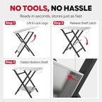 Feasto Outdoor Grill Table, Foldable Pizza Oven Stand & Griddle Stand with Garage Rack & Tissue Holder, Folding Outdoor Prep Table for Gathering and Party, 30" x 24", Stainless Steel