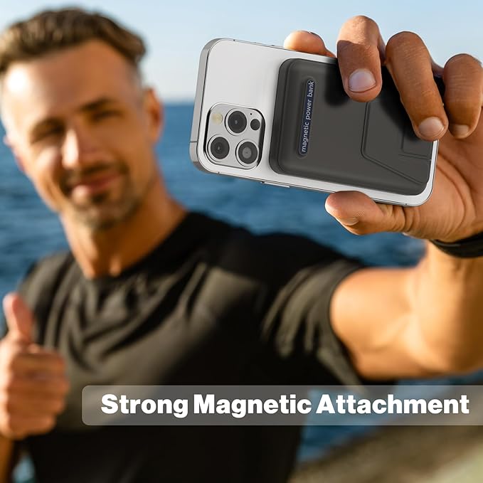 AOGUERBE for Magsafe Power Bank, 10000mAh Foldable Wireless Portable Charger with LED Display, 3 in 1 Magnetic Battery Pack with 22.5W Fast Charging for iPhone 17/16/15/14/13/12 Pro/Pro Max/Plus/Mini