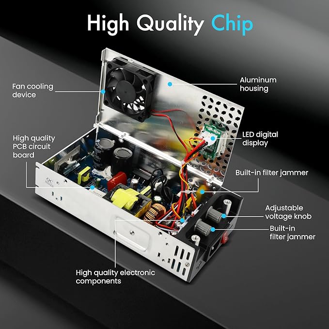 Adjustable 0-12V Power Supply 50A 600W, 110V AC to DC 0-12V Buck Converter 0-50A 600W Power Supply with LCD Display Adjustable Voltage Current 110V/220V AC to 12V DC Converter
