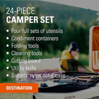 GSI Outdoors Destination Kitchen Set 24‑Piece, Full Camp Kitchen Kit, Cutlery for Persons, Pivot Tools, Spice Shakers & Carry Travel Case