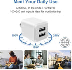 USB Wall Charger, Dual Port Cube Power Adapter Charger Plug Block Charging Box, Dual Port Wall Fast Charging Adapter, Compatible for i Phone 14 13 12 11，Grayish White