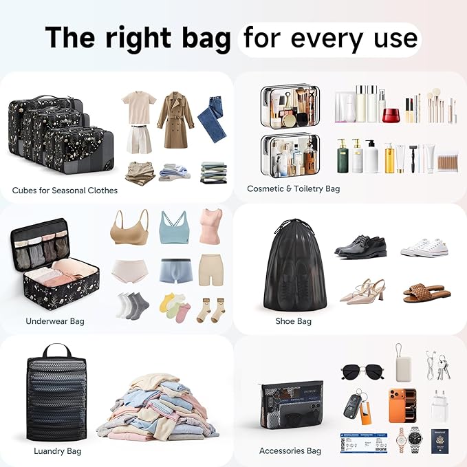 9 Set Packing Cubes for Travel, Gifts for Women Mom,Anti-Tearing Suitcase Organizer,OlarHike Vacation Essentials & Accessories for Cruise Ship