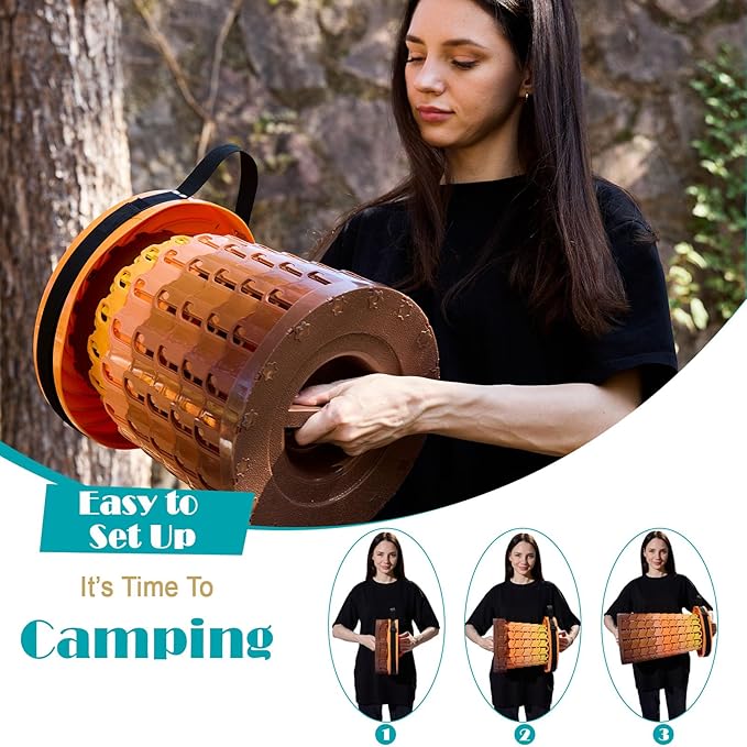 Spisces Upgraded Collapsible Stool with Cushion, 1000 lbs Capacity & 19.7-in High, Wider & Taller Heavy Duty Portable Telescoping Foldable Seat for Adults Camping, Travel, Music Festivals, Outdoors