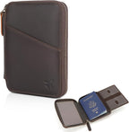 Polare Leather Pilot Wallet Passport Holder RFID Blocking Tri-fold Travel Cover Document Organizer for Aviation Professionals (Dark Brown(YKK Zipper Version))