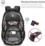 Swissdigital Design Laptop Backpack with USB Charging Port, Travel Backpack Fits 15.6 inches Computer, 31L College School Backpack for Men, Khaki Camo | SD803-94
