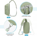Small Sling Bag with RFID Blocking, Mini Fanny Pack for Women Men, Convertible Crossbody Anti Theft Chest Bag for Travel Hiking Running, Light Green