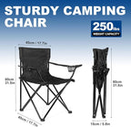 WEIDIORME 2 Pack Lightweight Camping Chairs for Adults & Teens, 250LBS Capacity Foldable Portable Chairs with Carry Bag, Compact Design for Camping, Beach, Picnics, and Outdoor Events
