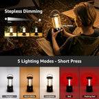 Lepro 2000LM LED Camping Lantern Rechargeable, Waterproof Tent Light with 5 Light Modes, Camping Essentials, Portable Lantern Flashlight for Camping, Emergency Light, Power Outage, USB Cable Included