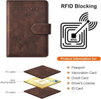 Eoehro Passport Holder for Travel Essentials, Passport Wallet Cover Case for Travel Must Haves Accessories,Passport Book Holders for Women and Men(coffee)
