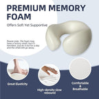SKYTRAX COMF® Premium Ergonomic Memory Foam Travel Neck Pillow, Washable Cooling Ice Silk Cover, Firm Neck Support for Airplane Long Flights & Pain Relief, with Portable Carry Case (Navy Blue)