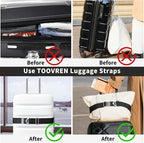 TOOVREN 2-in-1 Travel Belt for Luggage Straps Add a Bag Bungees Luggage Strap Over Handle Suitcases Belt for Carry On Bag Elastic Belt Adjustable Suitcase Strap Airport Travel Accessories Black