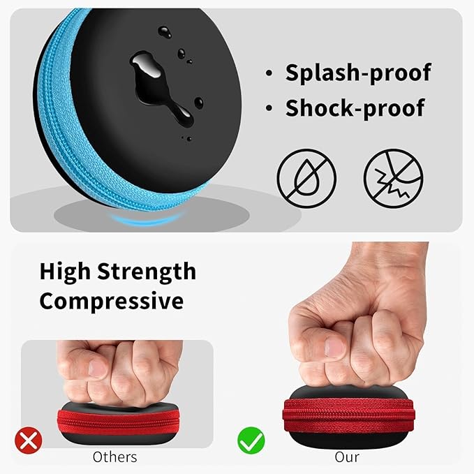 for Earphone Carry Case, 2-Pack Small Round Pocket Earbud Travel Carrying Case with Zipper for Smartphone Earphone, Wireless Headset, USB Cable, SD Cards Storage Bags, Masks and More