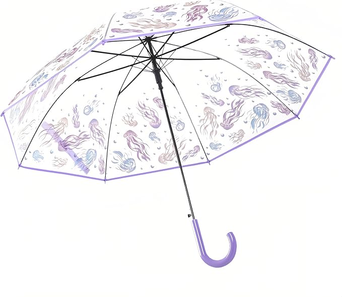 Chesoon Flower Blossom Umbrella Clear Bubble Surface for Women Girls Lightweight Rain Umbrella with 8 Fiberglass Ribs
