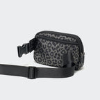 Pander Everywhere Belt Bag for Women, 5 Zipper Pockets Nylon Crossbody Fanny Pack Purse (Grey Leopard)