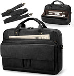 RAINSMORE Mens Laptop Bag PU Leather Messenger Bag 15.6 Inch Briefcase Vintage Computer Satchel Bag for Work Business