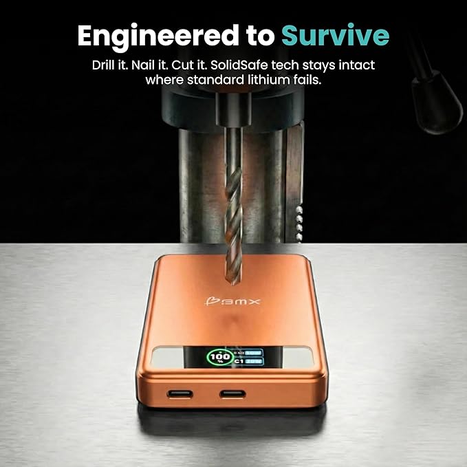 10K Magnetic Power Bank, Orange, Qi2 Certified 15W Wireless Charger, LCD Display, Solid-State Battery for Safer Travel, Ultra-Slim USB-C Fast Charging Portable Charger for iPhone 17/16/17