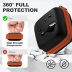 Square Earbud Case Portable EVA Carrying Case Storage Bag Cell Phone Accessories Organizer with Carabiner for Earphone, Earbud, Earpieces, SD Memory Card, Camera Chips, Tech Pouch, Orange1