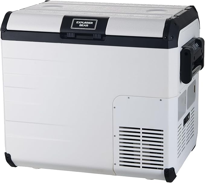 Explorer Bear Urban Series 48QT/45L 12V/24V Portable Battery Powered Electric Cooler Fridge Freezer Powered by LG Compressor (Battery Not Included)
