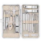 Yougai Nail Clippers set for Men and Womens Gift Manicure Set 18 Pieces Stainless Steel Manicure Kit,Nail Care Tools with Luxurious Travel Case