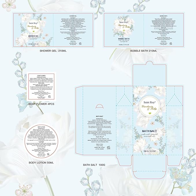 Mothers Day Gifts for Women, Bath & Body Gift Basket, Gardenia Tulip Gifts for Mom Spa Gift Set for Women, Self-Care Relaxation Gift, Home Spa Kit Mini Bag Wallet, Birthday, Christmas, Anniversary