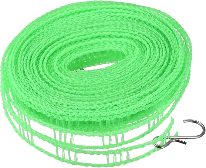 uxcell Portable Clothesline, 32.8ft Nylon Windproof Non-Slip Washing Line Rope for Courtyard Outdoor Travel Camping Laundry Drying, Green