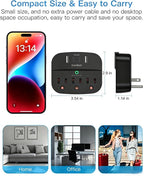 2 Pack Multi Plug Outlet Splitter, 490J Surge Protector Outlet Extender with 3 AC Outlets and 4 USB Wall Charger (2 USB C Ports), Small Adapter for Dorm Room and Travel Essentials, ETL Listed, Black