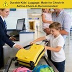 24 Inch Kid Ride Suitcase, Kid Luggage Seat Ride With Lock - Kids Travel Trolley With Safety Belt, Kids Luggage With Wheels Child Stroller Spinner Luggages, ABS+PC (Yellow, 6-12 Years)