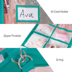 Univivi Clear Blue-green PVC Dance Costume Bags Garment Bag 40 Inch for Dance Competitions, with 4 Medium Clear Zipper Pockets and 1 Large Back Zippered Pocket (1 Pack)
