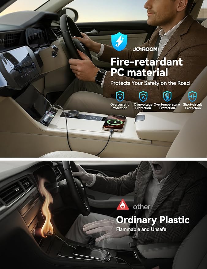JOYROOM 175W Car Charger USB C Fast Charge [GaN] 3-Port Car Cigarette Lighter Adapter with USBC Cable, Super Fast Car Charger USB C for iPhone 17/16/15 Series, Galaxy S26/25, Laptop, Tablet and More