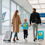 Goplus 2 PCS Kids Luggage, 13" & 16" Carry-on Suitcase w/Spinner Wheels, Telescopic Handle, Hard Shell Rolling Trolley Luggage for Toddler Boys Girls Travel, Airline Approved (Blue, Dinosaur)