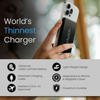 Clutch Pro – World's Thinnest Portable Charger – USB-C Power Bank 5000mAh – Magnetic Built-in Cable – TSA Approved Travel Charger – iPhone 15/16/17 & Android – Black