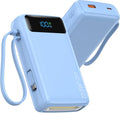 Portable Charger, 27000mAh 22.5W Fast Charging Power Bank with Built-in Cable, USB C Battery Pack with LED Display & Flash Light, Travel Essential External Battery Charger Bank for iPhone Samsung Blue