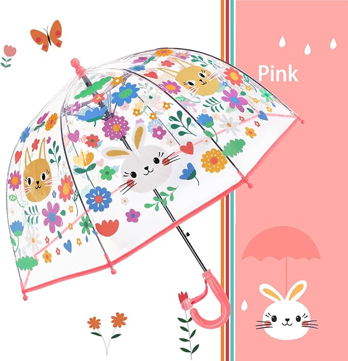 Kids Clear Umbrella for Rain Dome Bubble Umbrellas Windproof for Kids Boys and Girls