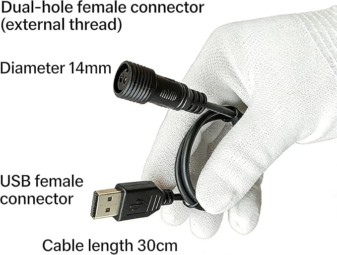 Outdoor Waterproof Solar Panel to USB Adapter, IP65 Waterproof Dual Pin Male Female Connector to USB Female Charging Converter for Solar Panel, Outdoor LED Lights, Security Cameras (Mail to USBA)