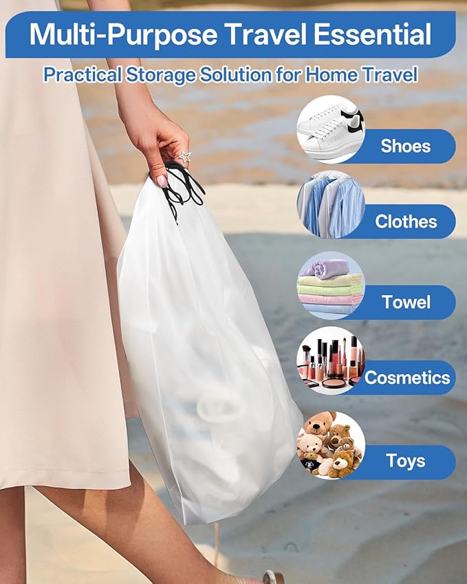 Teskyer 20 Pack Shoe Bags for Travel – Transparent, Waterproof, Portable Shoe Storage for Packing (15.7" x 11.8") – Travel Essentials for Men & Women