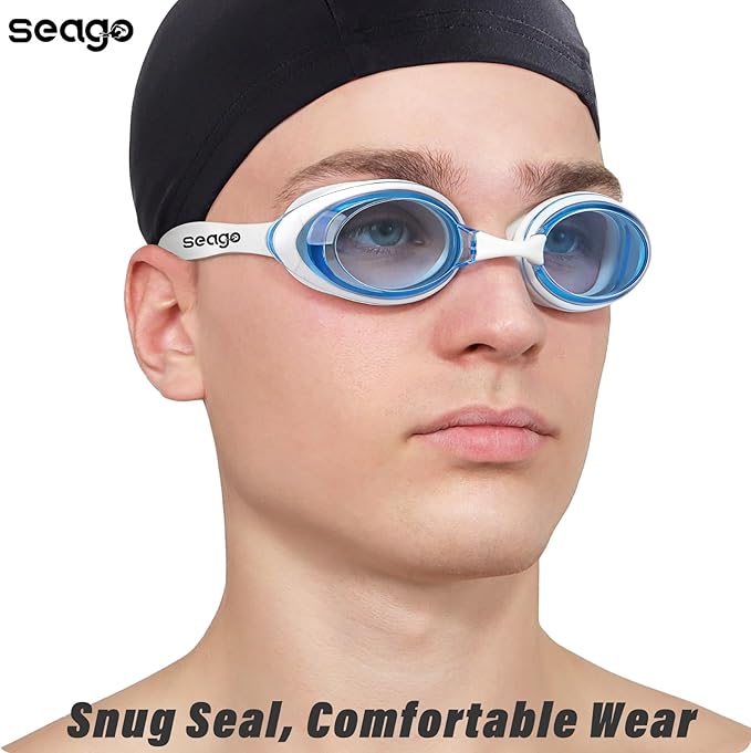 Seago 2 Pack Swimming Goggles Anti-fog Anti-UV Silicone Swim Goggles Adult Women Men