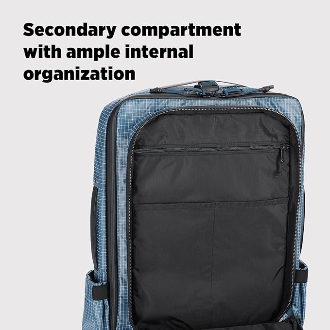 Topo Designs Global Travel Bag 30-40 Liter - Carry-on Compliant Versatile Pack, 3 Carry Options, External Laptop Sleeve (Eco-Friendly, 30L, Apex Pond Blue)