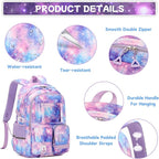 PIG PIG GIRL Backpack for Girls 3pcs Set Kids Backpack with Lunch Box Students Kawaii Book Bag for Elementary Primary Middle School Bags - Ita Backpack - Galaxy