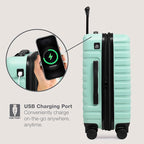 U.S. Traveler Boren Expandable Hardside Rugged Travel Luggage with 8 Spinner Wheels, Mint, Carry-on 22-Inch