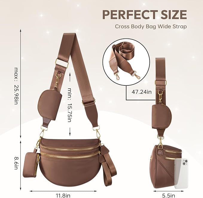 Cross Body Bag for Women Bum Bag Checkered Belt Bags Fanny Packs for Girls Travel Purse Fashion Waist Packs Crossbody Nylon Purse Trendy Shoulder Bags for Womens