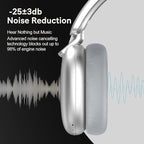 C6 Active Noise Cancelling Headphones, Wireless Over Ear Bluetooth Headphones, 60H Playtime, Lightweight Folding Deep Bass Comfort Fit Ear Cups Headset with Mic for iPad/Travel/PC/Home Silver