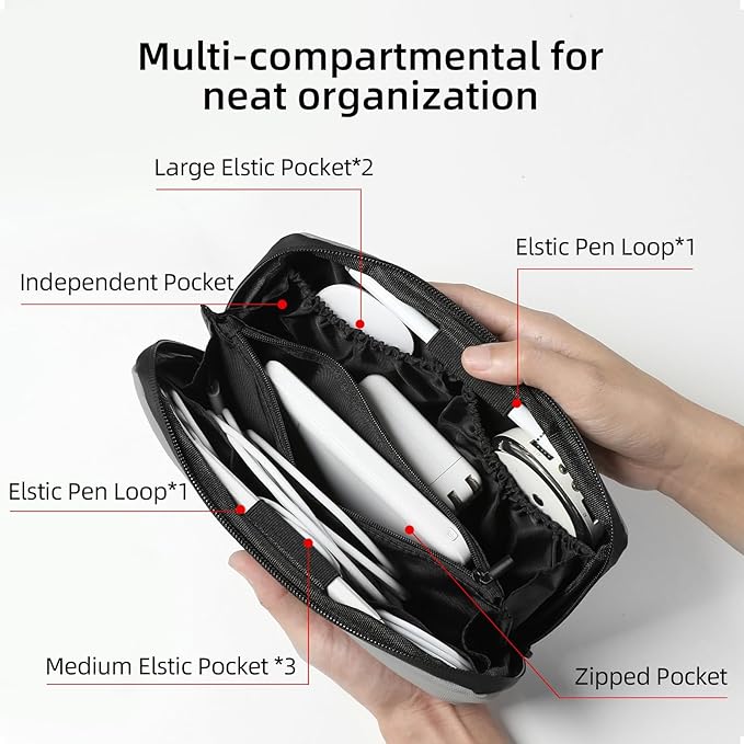 RIGHT AWAY Travel Tech Pouch，Waterproof Cord Case，Electronics Organizer Travel Case，Cable Organizer Storage Bag For Phone, Charger, Accessories(Dark Gray)