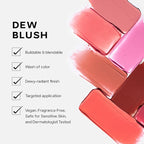 Saie Dew Liquid Blush for Cheeks - Hydrating Cream Blush Stick with a Blendable + Buildable Formula - Skincare Infused Dewy Cheek Tint for a Natural Flush - Glowy Makeup Essential - Flirty (.40 oz)