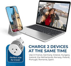 OREI Germany, France, Schuko Power Plug Adapter with 2 USA Inputs - Travel 3 Pack- Type E/F (US-9) Safe Grounded Use with Cell Phones, Laptop, Camera Chargers, CPAP, and More