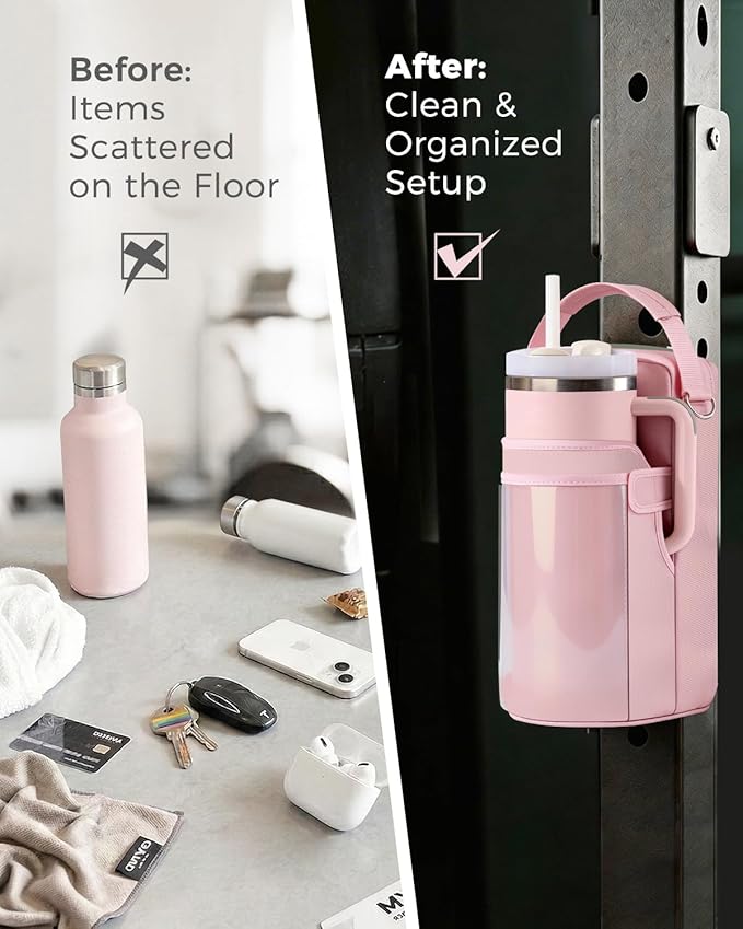 GLORIEROO Magnetic Gym Bag for Women - Water Bottle Holder Bag Carrier - Gym Workout Accessories Essentials Gifts for Women | 4 Built-in Magnets, Fits 40oz Tumbler, Shoulder Strap, Touchscreen Pocket
