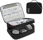 Lanola Electronic Organizer,Travel Cable Organizer Bag Pouch Electronic Accessories Carry Case Portable Double Layers Storage Bag for Cable,Cord,Charger,Phone,Earphone,Power Bank,Memory Cards - Black