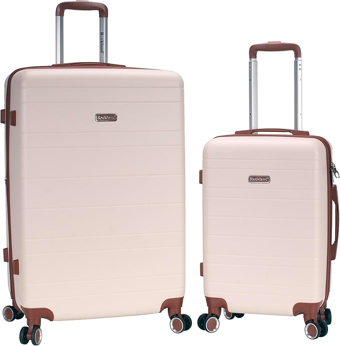 Rockland Palm Beach Hardside 2 Piece ABS Luggage Set, (20"/27"), Ivory