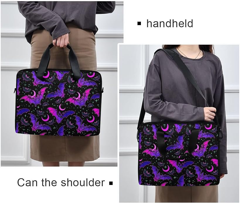 MNSRUU Laptop Bag for 15.6 inch Black Gothic Bats
