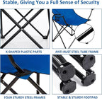 Folding Camping Chair with Cup Holder, 225lbs Capacity, Portable Foldable Chair with Large Anti-Sink Feet, PE Coated Fabric for Outdoor, Beach, Fishing, Backpacking, Blue 2PCS